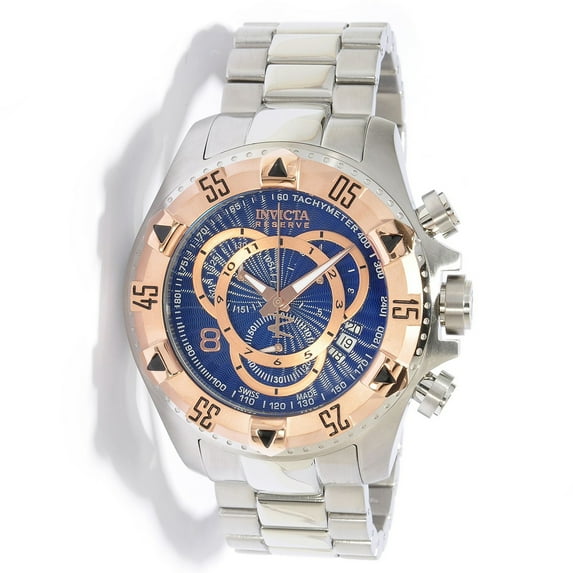 Invicta 10999 Men's Reserve Excursion Rose Gold Tone Bezel Blue Dial Chronograph Stainless Steel Dive Watch