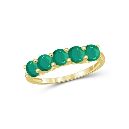 JewelersClub 1.40 CTW Emerald Gemstone Gold Over Silver Band Ring