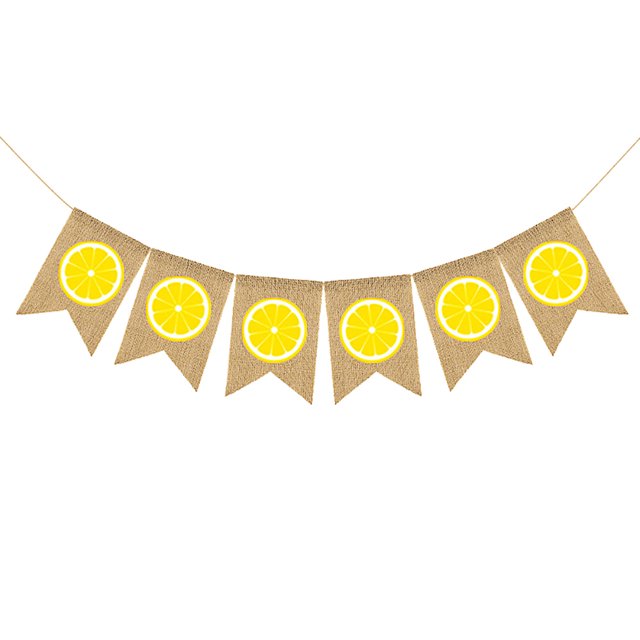 CIMAXIC Linen Banner 1pc Hawaii Swallow Tail Linen Banner Lemon Pattern Garland (Assorted Color),7.09"X5.12"X0.04"