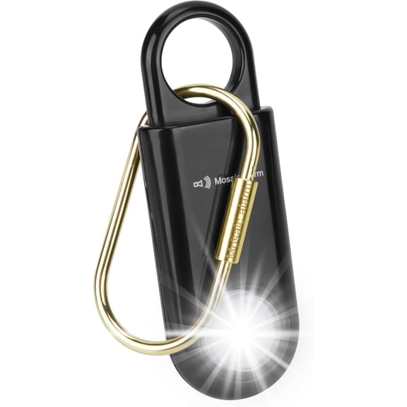 130dB Personal Safety Alarm Strobe Light. Loud Sound Keychain Siren with Carabiner for Women, School Children, Night Runners, Hiking. Bear Alarm Deterrent. SOS Emergency Self Defense Alerts. Black