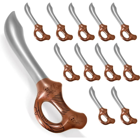 12 Pcs Inflatable Pirate Swords for Kids Blow Up Pool Party Game Toy - Inflated Pirate Style Sword Knife