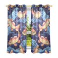 thumbnail image 2 of Orange Fish in Waves Semi Sheer Curtains for Living Room Bedroom Set of 2 Insulated Window Drapes, 2 of 6