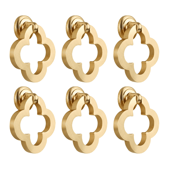 6 Pack Brushed Gold Cabinet Pulls Brass Drawer Knob Drop Ring Cabinet Pulls Door Handles Drawer Pull Handle Dresser Knob Hardware Gold