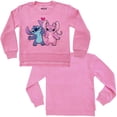 thumbnail image 3 of Disney Lilo & Stitch Girls Sweatshirt -Jumbo Graphic Print, Chenille patch and Embroidery Stitch Pullover Crewneck Sweatshirt- Sizes 4-16 Pink, 3 of 7