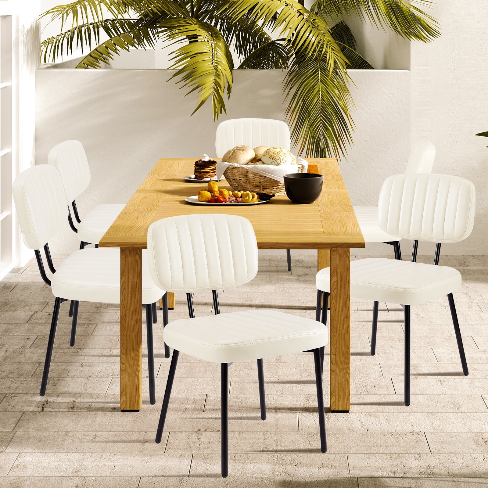 JOINSUN Mid-century Dining Chairs, Kitchen Chairs Set of 4, White