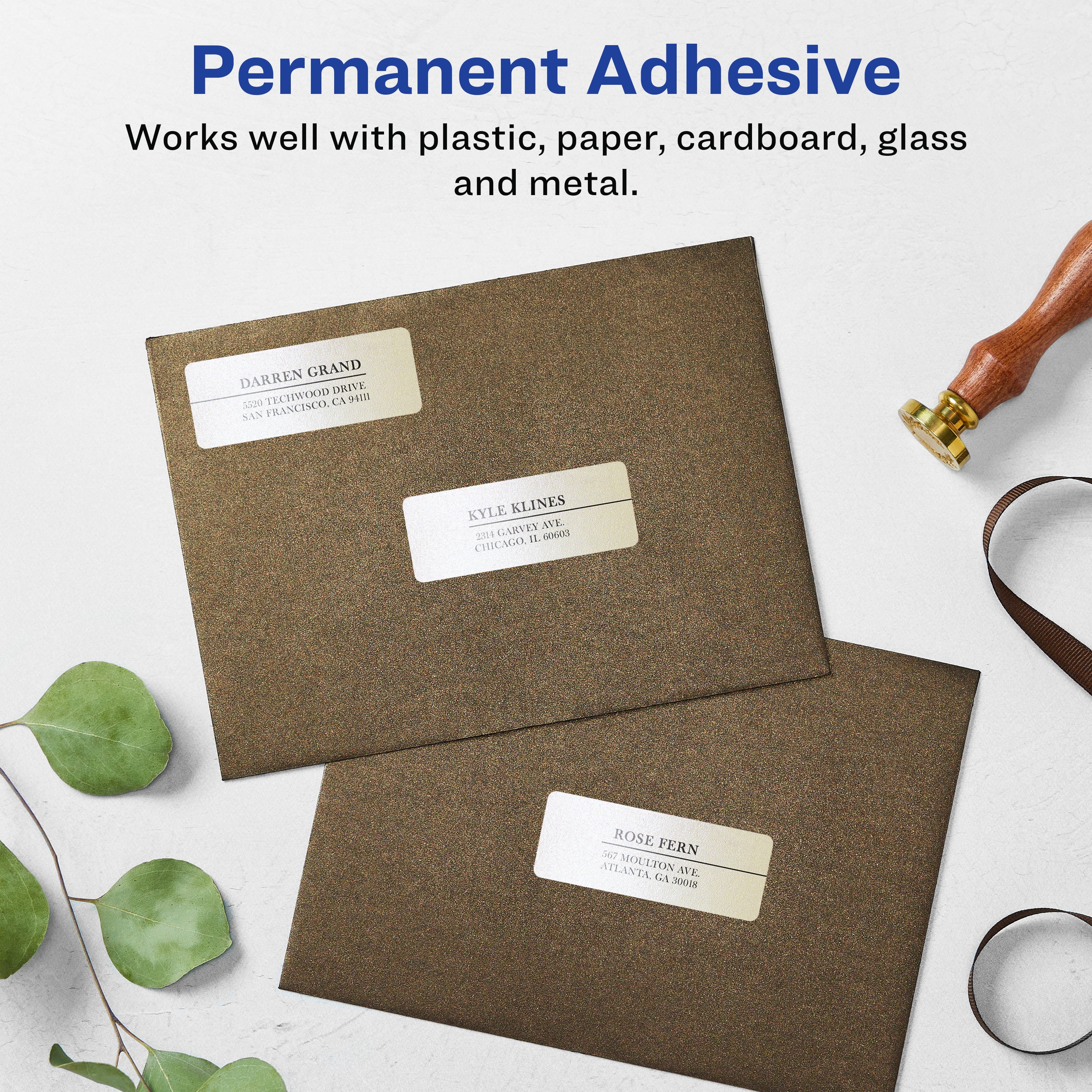 Avery Pearlized Ivory Rectangle Labels, 1" x 2.5", 240ct