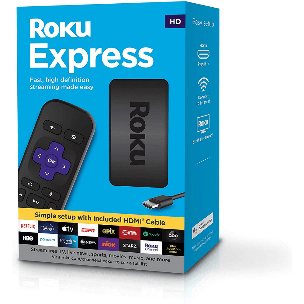 Roku Express HD Streaming Media Player with High Speed HDMI Cable and