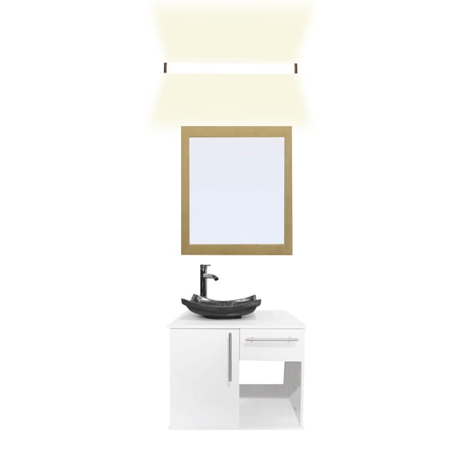 Gabinete Para Baño Con Lavabo AGATHA Con Lampara Y Espejo