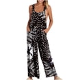thumbnail image 2 of Gaecuw Jumpsuits for Women Casual Sleeveless Cold Shoulder Overall with Pockets Square Neck Band Collar Floral Printed Onesie One Piece Outfits Boho Casual Long Pants Wide Leg Summer Romper, 2 of 6