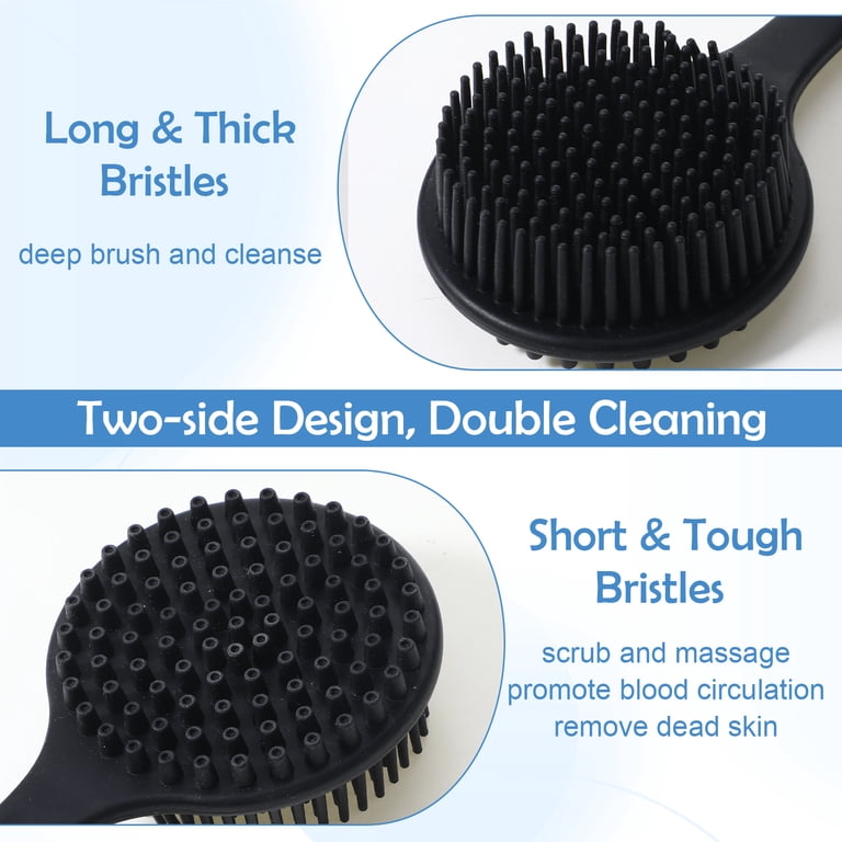 Abaima 3-Pack Silicone Back Scrubber Set, 14" Handle photo 2