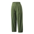 thumbnail image 6 of Cilcicy Women Cotton Linen Elastic Straight Leg Ankle Length Pants, 6 of 6