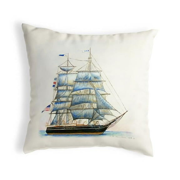 Betsy Drake KS555 12 x 12 in. Whaling Ship Small No-Cord Pillow