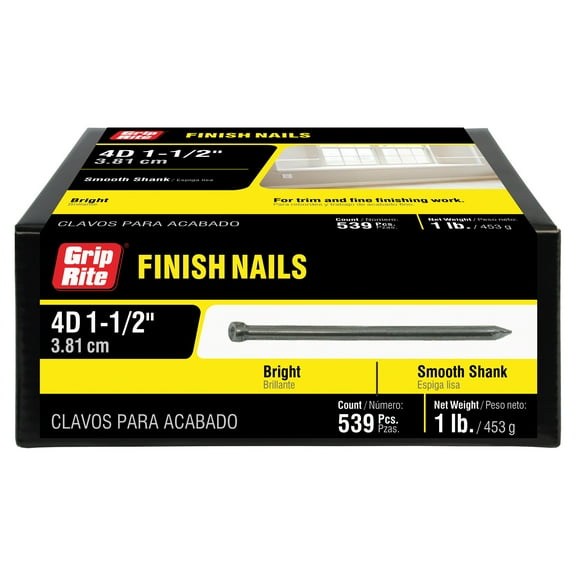 Grip-Rite 1-1/2 in. 15-Gauge Yellow Zinc Steel Finish Nails 1 lb.