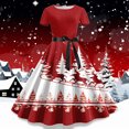 thumbnail image 2 of Wyzesi Robes de Noël Mode Femme Jour de la Saint-Patrick Imprimé Col Rond Manches Courtes Robe Rétro Décontractée Robes Noires pour Femmes Formelles Courtes, 2 of 3