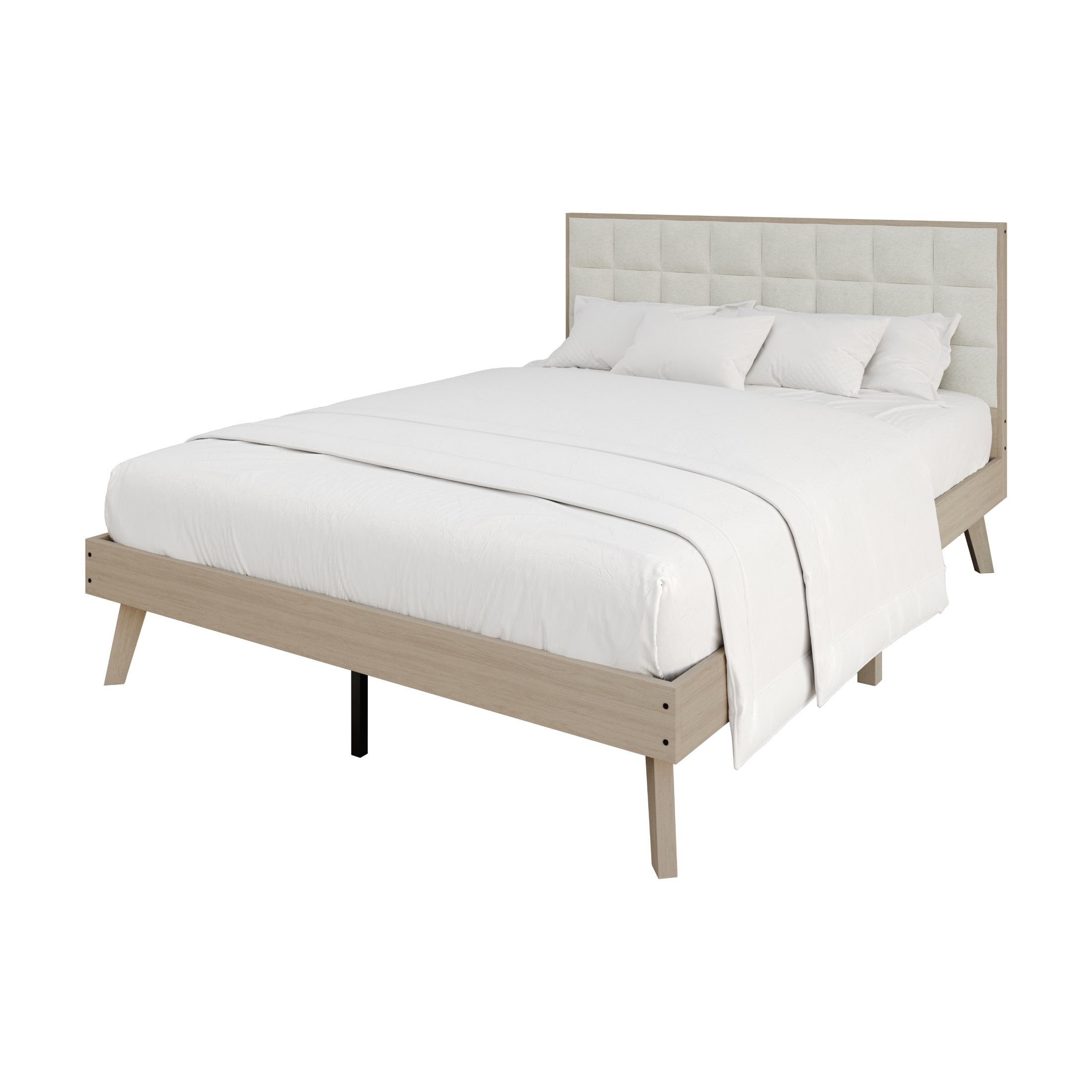 Castle Place Modern Wooden Queen Platform Bed, Antique Grey