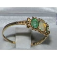 thumbnail image 2 of LBG British Made 10k Yellow Gold Real Genuine Opal & Emerald Womens Promise Ring - 33 size options - Size 8.25, 2 of 6