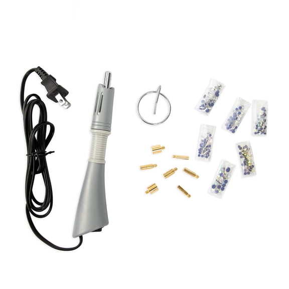 Cousin DIY Hot Fix Tool with 7 Tips - 240 Crystal Pieces for Fabric, Leather, Paper Crafting