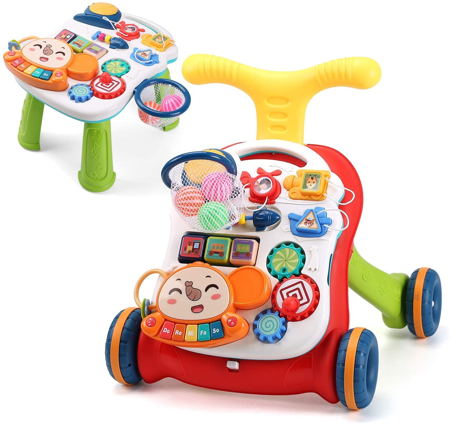 Baby Push Walker Sit To Stand Learning Toddler Walking Toys Activity Board Gift 
