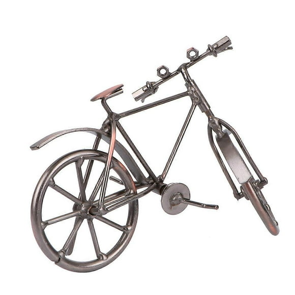Retro Iron Bike Decor Handmade Steel Motorcycle Model for Home Office Light Brown 12.5x6x10 Inches