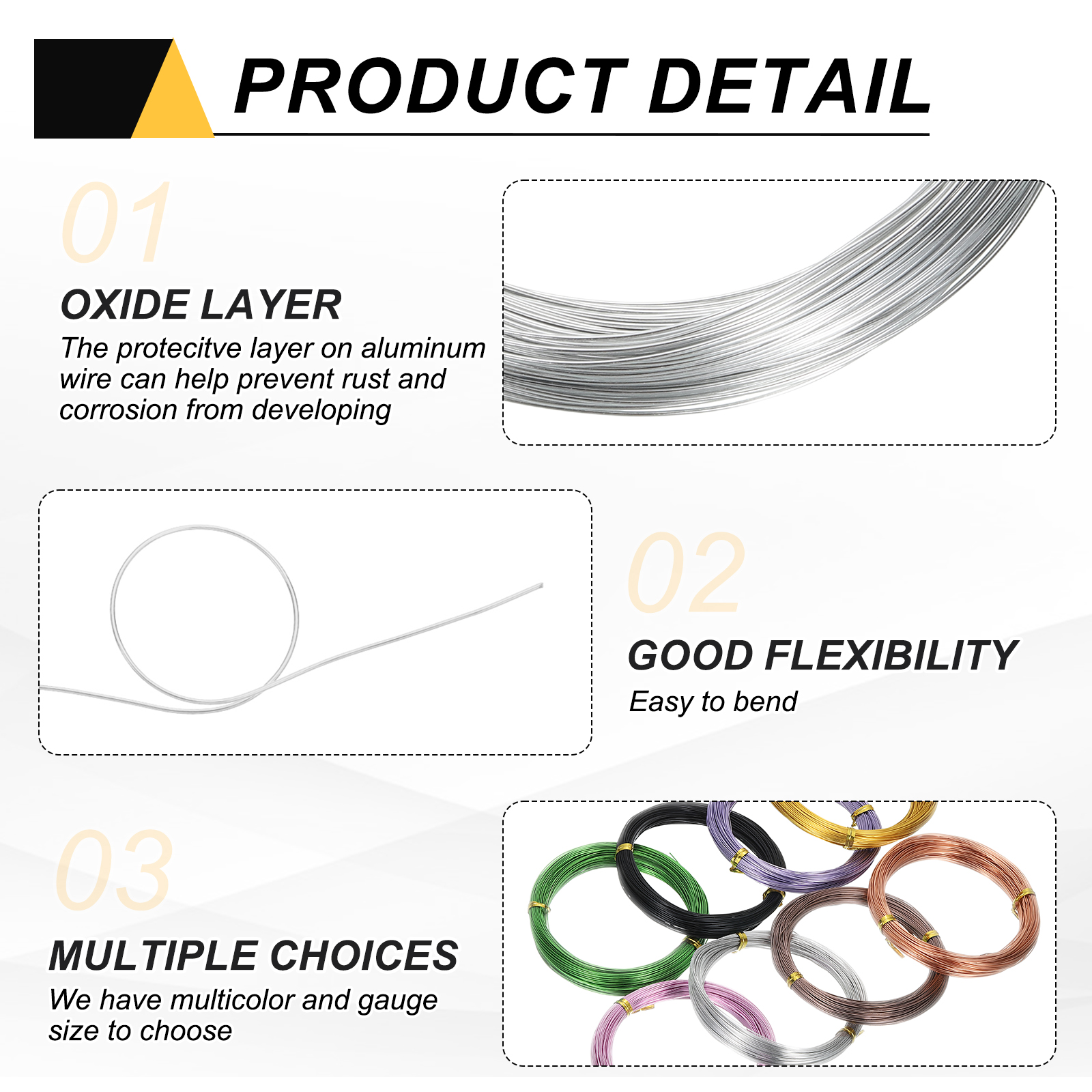 Uxcell 18 Gauge x 164ft / 15 Gauge x 32.8ft Aluminum Wire Bendable Metal Craft Armature Wire