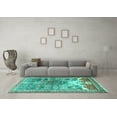 thumbnail image 3 of Ahgly Company Machine Washable Indoor Rectangle Persian Turquoise Blue Traditional Area Rugs, 7' x 9', 3 of 4