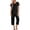 Black, variant on Ekouaer Womens Pajama Set Short Sleeve Sleepwear Pleated Floral Pjs Set Capri Pants Lounge Sets with Pockets