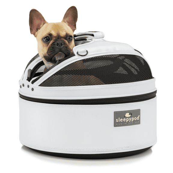 Sleepypod Mobile Pet Bed — Multi-use Travel Pet Bed, Crash-Tested Car Seat, & Carrier for Dogs and Cats up to 15 Pounds (Arctic White)