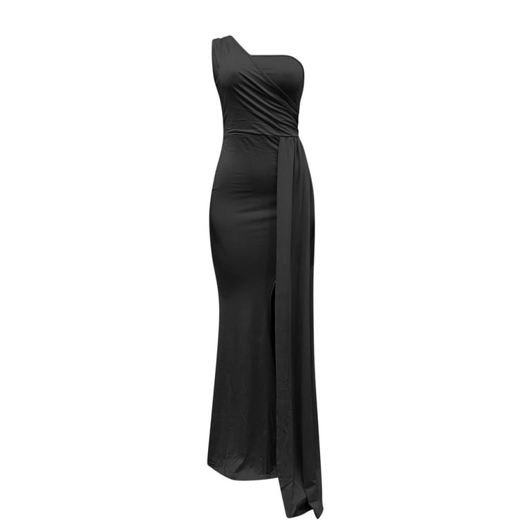 open lace back dress Beaded One-Shoulder Long Prom Dress with Cape Black / XSmall main image 0