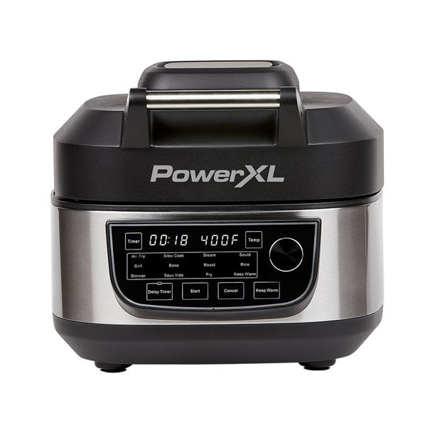 Restored PowerXL MFCAF6B Indoor Grill Air Fryer Combo Plus, Stainless