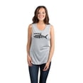 thumbnail image 2 of Auntie Shark Women's Fashion Sleeveless Muscle Tank Top Tee Sport Grey Small, 2 of 4