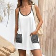 thumbnail image 2 of GILIGEGE Womens Tennis Athletic Dress Mini Romper Dress with Built In Shorts Women's Solid Color Suspender Top and Shorts Two Piece Casual Suit with Pocket Summer Vacation Outfits White Xxl, 2 of 5