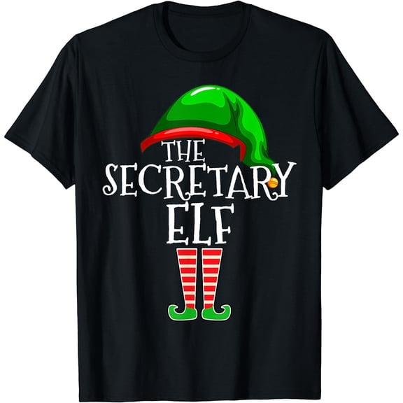 The Secretary Elf Group Matching Family Christmas Gift Funny T-Shirt Black 2X-Large
