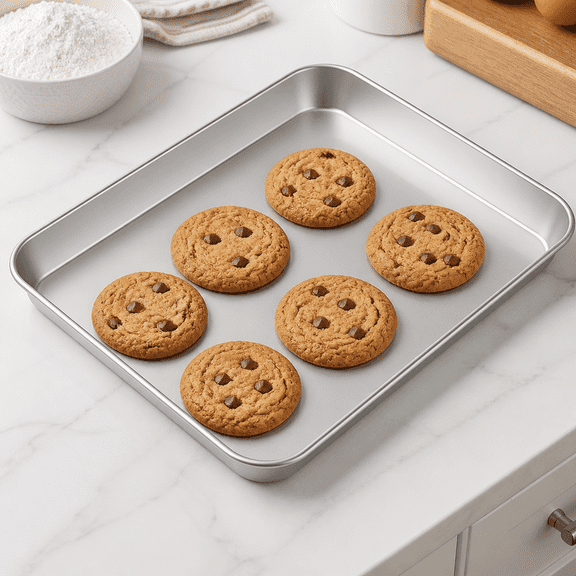 Stainless Steel Toaster Oven Tray – 9 x 6.7 Inch Heavy Gauge Baking Pan, Dishwasher Safe Non-Stick Broiler Rack for Mini Ovens