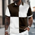 thumbnail image 2 of Afdoent Mens Polo Shirts Color Block Square Male Leisure Loose Comfortable Trendy Business Lapel Button Lapel Short Sleeve Shirt Casual Outdoor, 2 of 5
