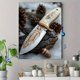thumbnail image 4 of Qisvanset Framed Canvas Wall Art 12x16 Inch Engraved Fishing Knife Fisherman Hobby Gift Art, 4 of 5