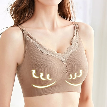 Nexjvus Nursing Bras for Breastfeeding Wirefree Front Open Front Open Button Breathable Comfortable Bra Size M-XL