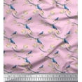 thumbnail image 1 of Soimoi Japan Crepe Satin Fabric Branch,Leaves & American Goldfinch Bird Decor Fabric Printed Yard 42 Inch Wide, 1 of 1