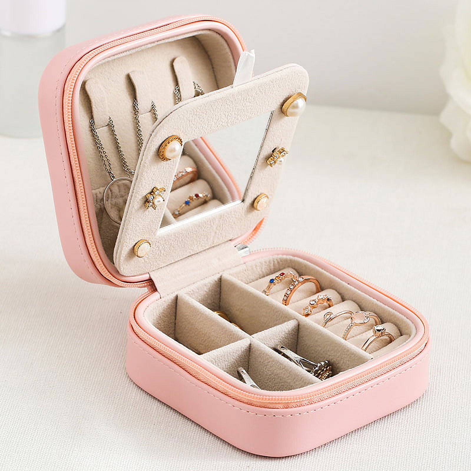 Small Travel Jewelry Organizer Case With Mirror, Storage Box For Rings  Earrings Necklaces, Gifts For Women, Metallic : Target