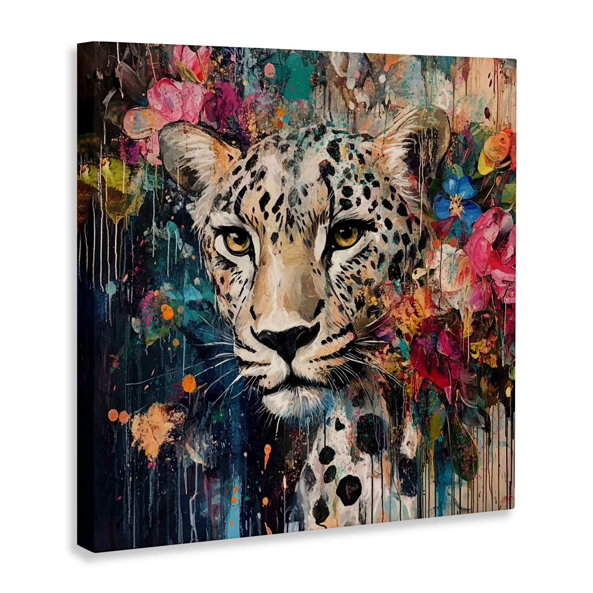 Stupell Industries Cheetah & Exotic Blooms Canvas Wall Art, design by Marta Wiley