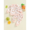 thumbnail image 2 of Nygoyerh Newborn Baby Girls Boys Halloween Outfit Cartoon Ghost Print Long Sleeve Round Neck Pullover with Elastic Waist Pants 2PCS Set Fall Infant Clothing for 1M-13T, 2 of 7