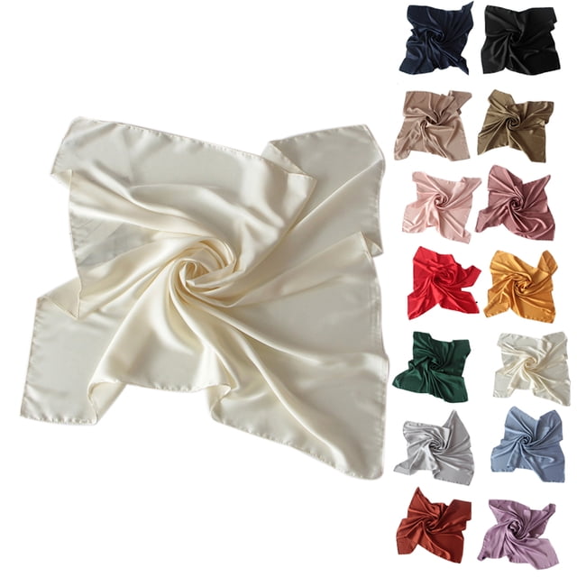 Women Solid Satin Square Scarf Winter Pure Pure Color Color Head Neck Shawl Ladies Gift Kerchief