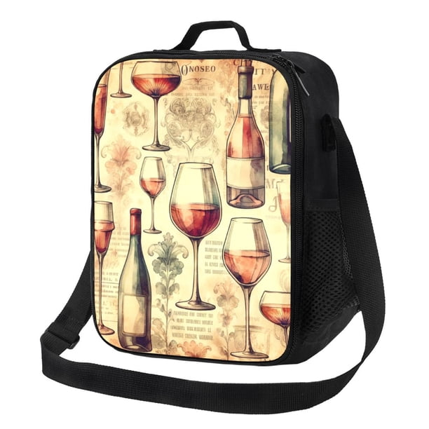 Fotbe Wine Lonchera Bolsa de Almuerzo para Hombres y Mujeres, Lonchera de Gran Capacidad, Bolsa de Almuerzo Reutilizable, Bolsa Térmica Aislante