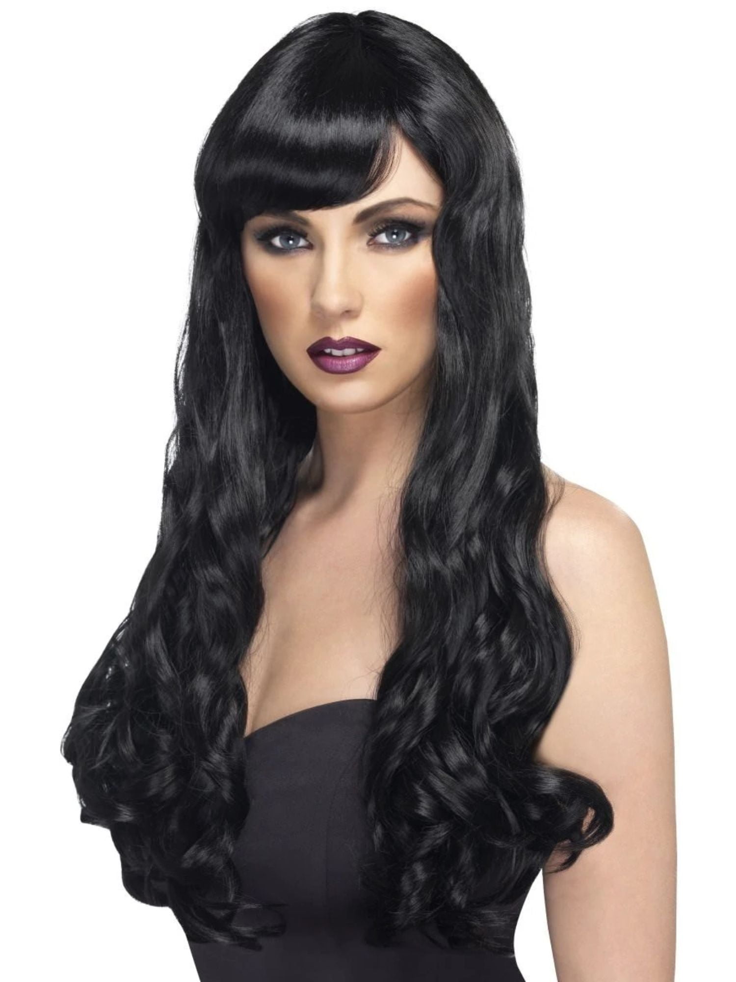 26&quot; Black Desire Long Curly Gothic Style Women Adult Halloween Wig