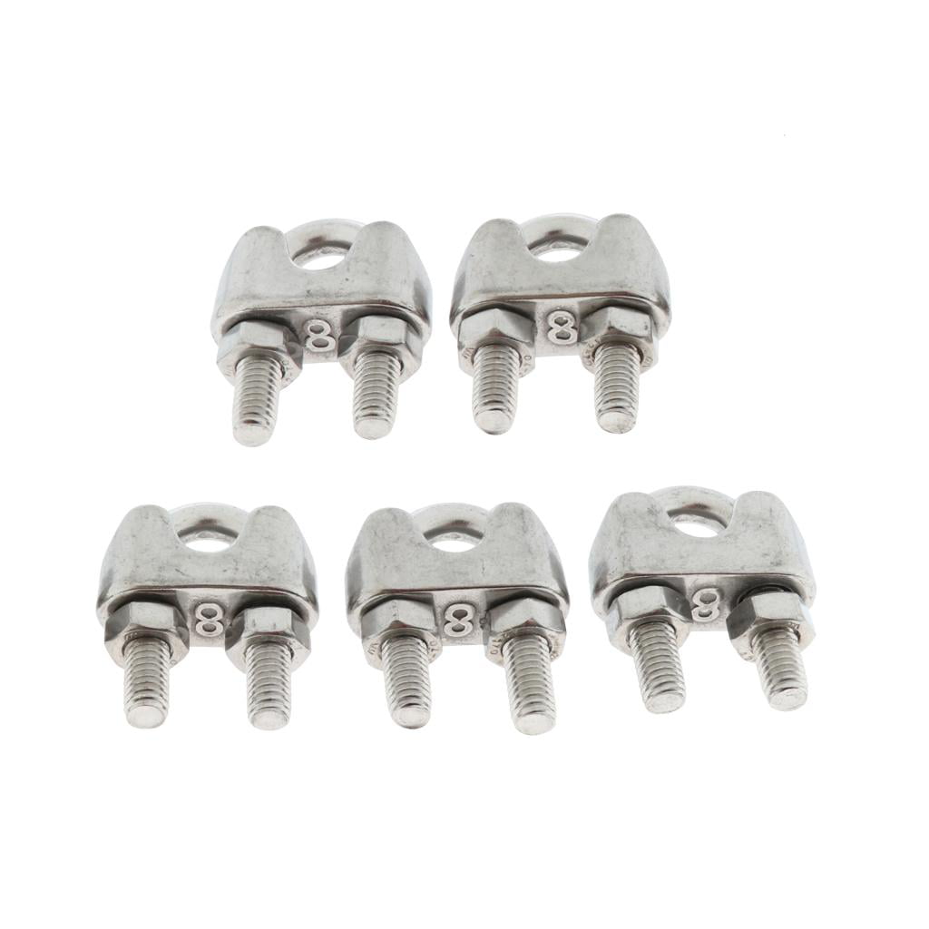 5pcs Stainless Steel Wire Rope Grip U-Shape Cable Clip Clamp 3mm/4/5/6/8mm 
