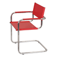 thumbnail image 4 of Breuer Chair Company Mart Stam Cantilever Armchair Arm Chair w/ Chrome Steel Frame & Red Bonded Leather by Furnish Theory, 4 of 7