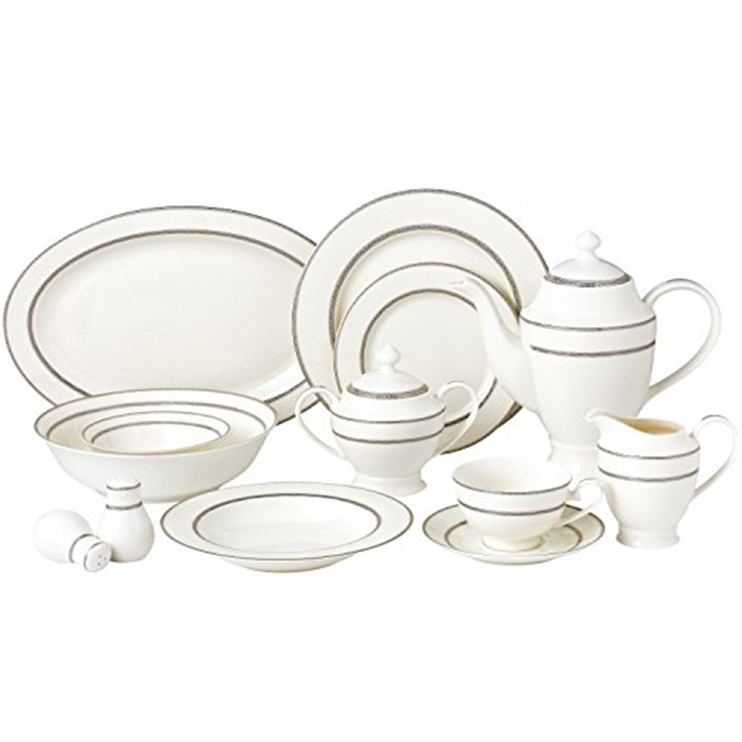 57 Piece Dinnerware SetNew Bone China Service for 8 PeopleArianna