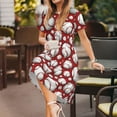 thumbnail image 3 of Horeoi Cute Baseball Print Women's Short Sleeve Dress Breathable Polyester-Spandex All-Over Print A-Line Side Pockets Elastic Waist, 3 of 6