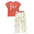 thumbnail image 3 of Lazy One Women's Pajama Set, Short Sleeves with Cute Prints, Relaxed Fit, Treble Maker, 3 of 7