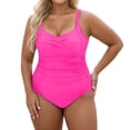 thumbnail image 1 of PMVFHDE Plus Size Swimsuit For Women Monokini Push Up V Neck Bathing Suit For Summer Beach With Full Coverage, 1 of 5