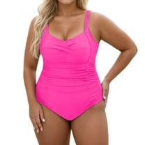 Women's Swimsuits Womens One Piece Swimsuits Women's Plus Size Swimwear Monokini Push Up Bathing Suit For Women Deep U Neck Summer Beach Vacation